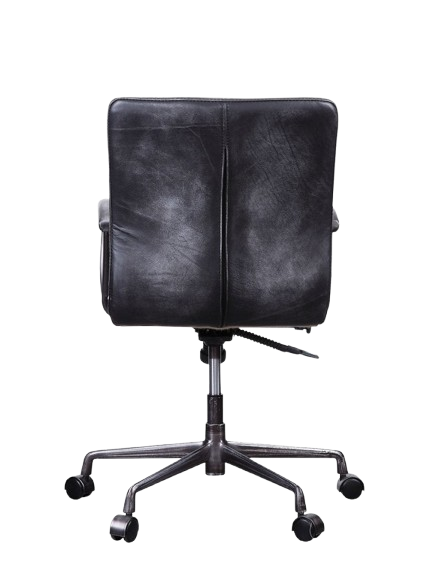 24" X 25" X 36" Vintage Black Top Grain Leather Aluminum Metal Upholstered (Seat) Casters Engineered Wood Executive Office Chair