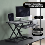 Standing Desk Converter, Height Adjustable Sit to Stand Desk Riser, Pneumatic & Electric Dual Monitor Laptop Workstation with Wide Keyboard Tray - 2