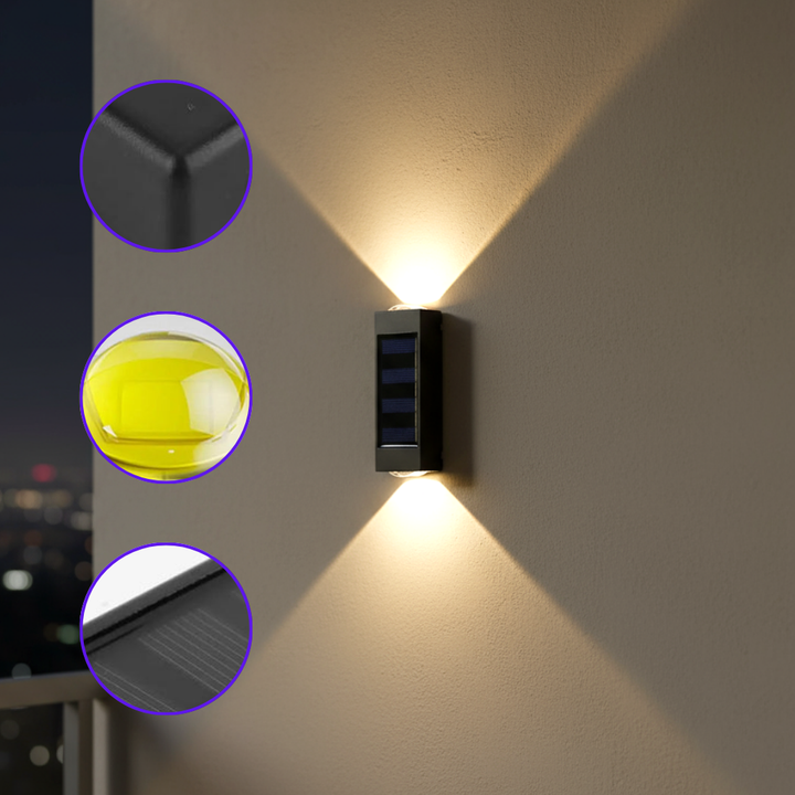 12pcs Outdoor Solar Wall Lights Up and Down Solar Light IP65 Waterproof Solar Lights for Outdoor Garden – Bright Dual-Beam Design for Elegant Ambiance | Solar Wall Lights | Trufairs