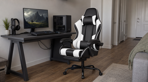 Reclining Gaming Chair with Footrest, Lumbar Support & 360° Swivel fit and scale thumbnail 2