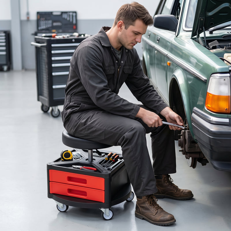 360° Swivel Pneumatic Mechanic Stool — 300–330 lbs Capacity, Padded Seat | Trufairs - 2