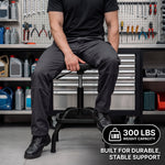 Adjustable Shop Stool with Backrest - Workbench Stool for Garage & Workshop, Swivel Bar Stool with Back Support, Padded Mechanic Stool - 2