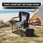 Camping Directors Chair, Heavy Duty,Oversized Portable Folding Chair with Side Table, Pocket for Beach, Fishing,Trip,Picnic,Lawn Blue - 2