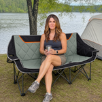 Oversized Padded 3-Person Folding Camping Loveseat Chair – Heavy Duty Outdoor Seating - 2
