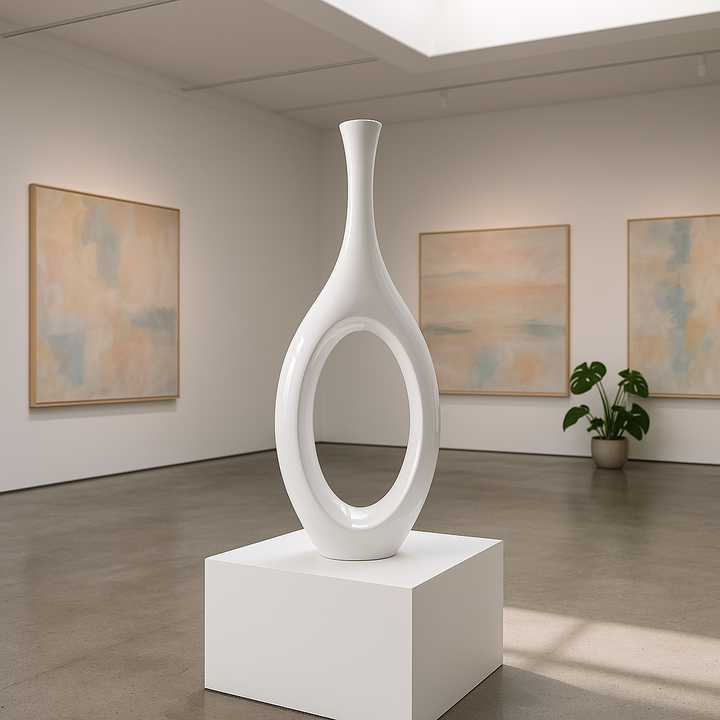 Premium Trombone Set in White - Contemporary Resin Floor Sculptures with Glossy Finish