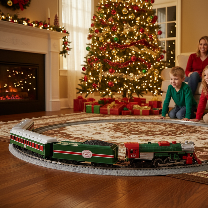 Christmas Express Bluetooth Electric HO Gauge Model Train Set with Remote,Multi-color