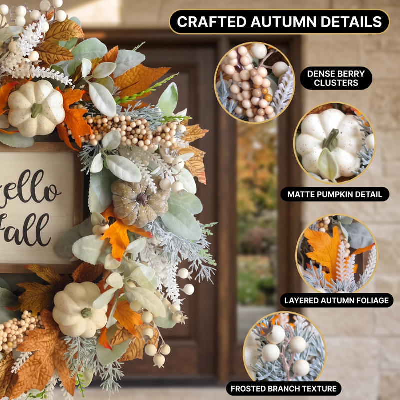 PUMPKIN WREATH FOR FRONT DOOR – FALL FARMHOUSE DÉCOR - 2