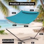 2-Person Outdoor & Indoor Hammock with Adjustable Height, Pillow & Stand – Portable, Sturdy, Colorful - 2