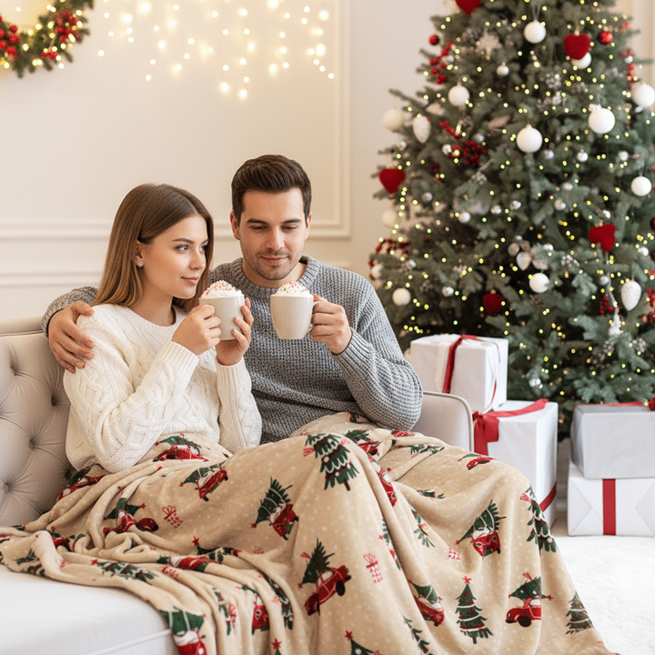 Kathy Ireland Christmas Flannel Fleece Plush Throw Blanket