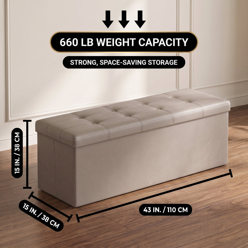 BENCH WITH STORAGE – FOLDING OTTOMAN WITH PADDED SEAT - 2