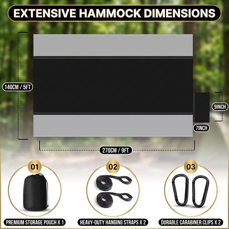 Portable Camping Hammock with Tree Straps – Lightweight Nylon Travel Hammock - 2