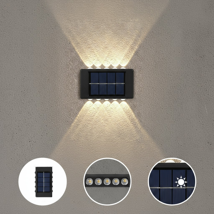 12pcs Outdoor Solar Wall Lights Up and Down Solar Light IP65 Waterproof Solar Lights for Outdoor Garden – Bright Dual-Beam Design for Elegant Ambiance | Solar Wall Lights | Trufairs
