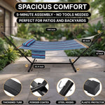 Outdoor Double Hammock with Stand for 2 – Heavy Duty Steel Frame, Pillow Included - 2