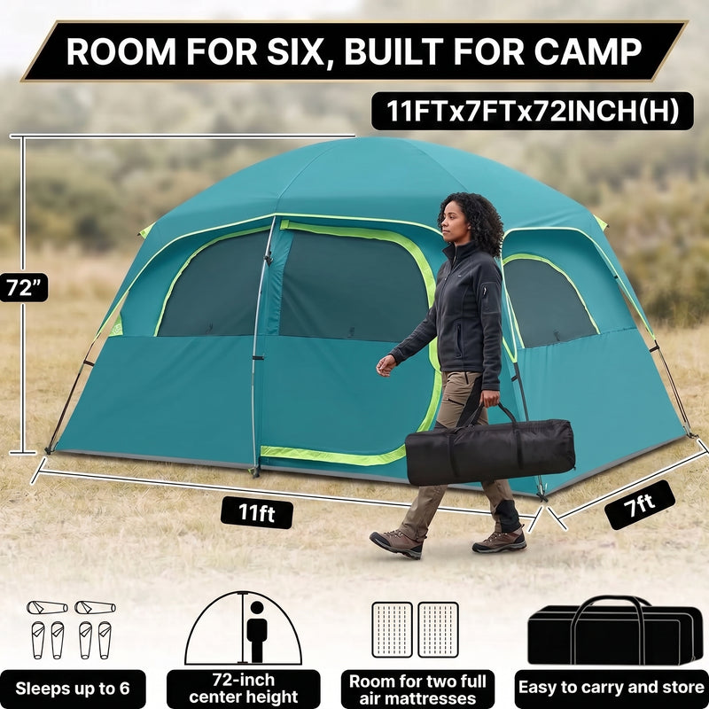 5–8 PERSON FAMILY DOME CAMPING TENT – WATERPROOF OUTDOOR TENT WITH RAINFLY & CARRY BAG - 2