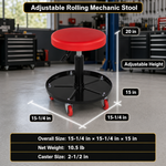 Pneumatic Rolling Mechanic Stool with Wheels – Adjustable Height Shop Stool with Tool Tray, 360° Swivel Seat for Garage & Workshop - 2