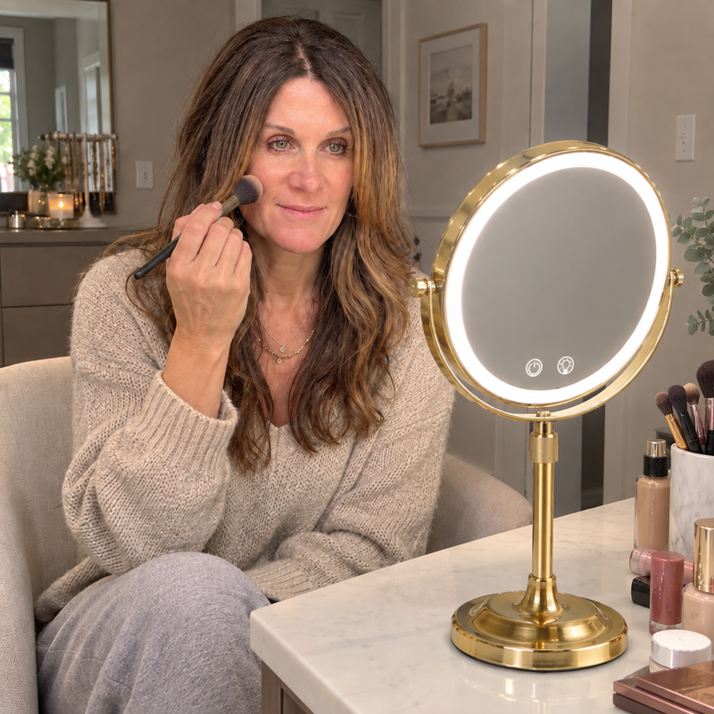 Double-Sided Magnifying Makeup Mirror – LED, Rechargeable, Height-Adjustable - 2