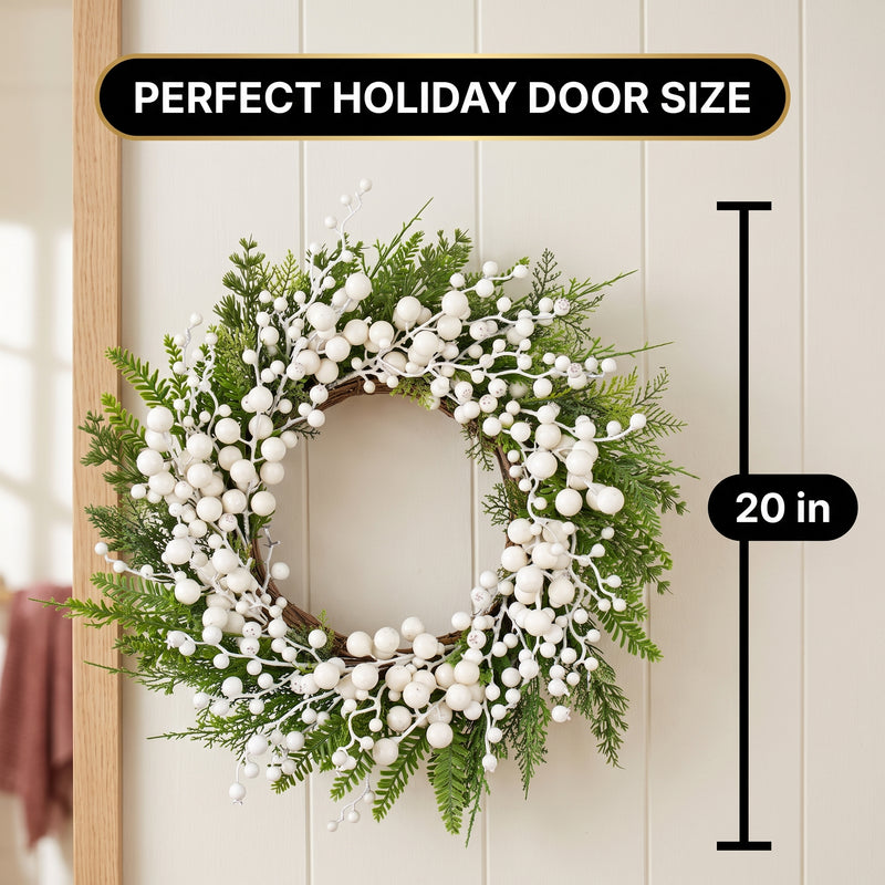 CHRISTMAS BERRY WREATH FOR FRONT DOOR – WINTER PINE HOLIDAY DÉCOR - 2