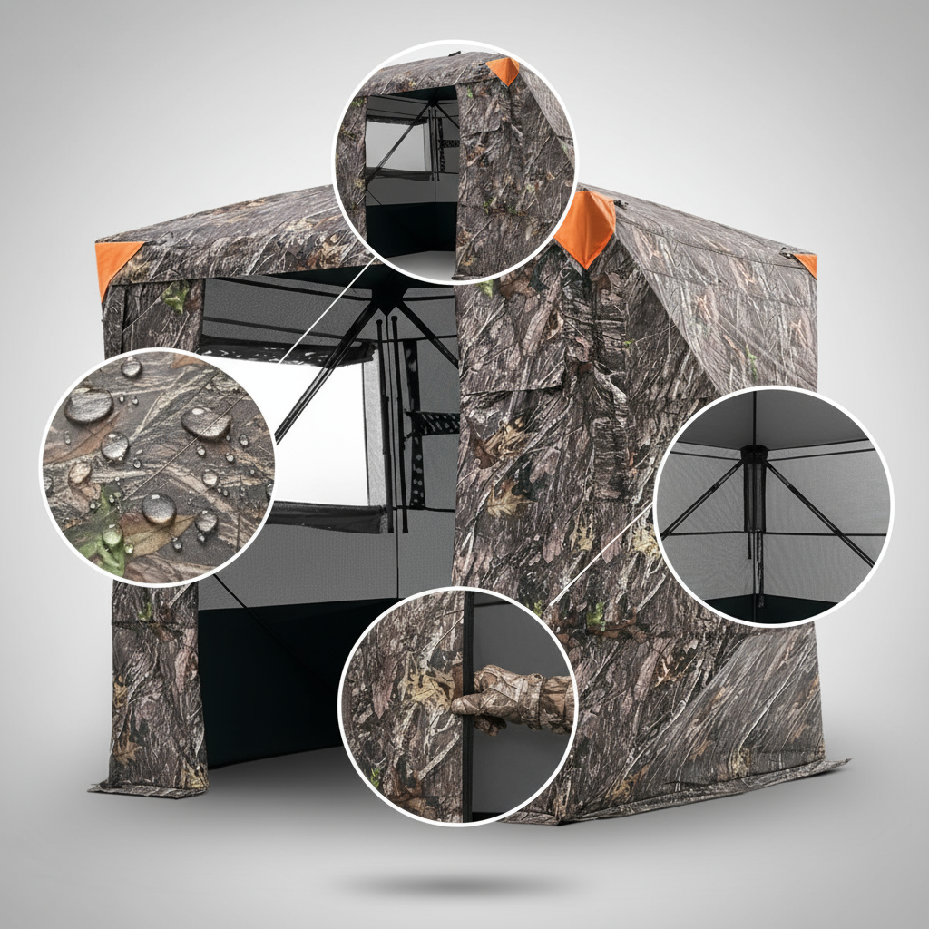 Portable 4-5 Person See-Through Ground Hunting Blind – Spacious 270° Mesh Pop-Up Deer & Turkey Blind with Carrying Bag | Trufairs