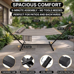 Outdoor Double Hammock with Stand for 2 – Heavy Duty Steel Frame, Pillow Included - 2