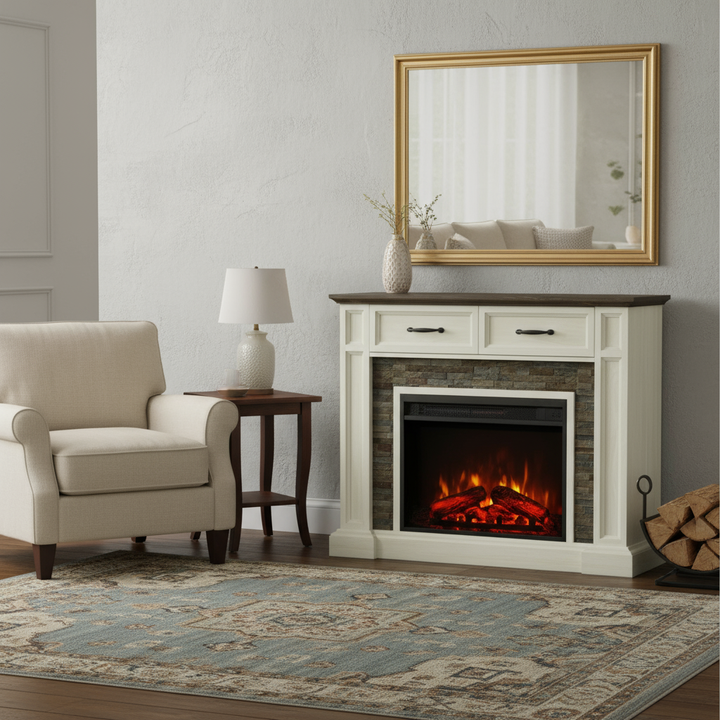 47" Electric Fireplace Remote Control With 2 Drawer