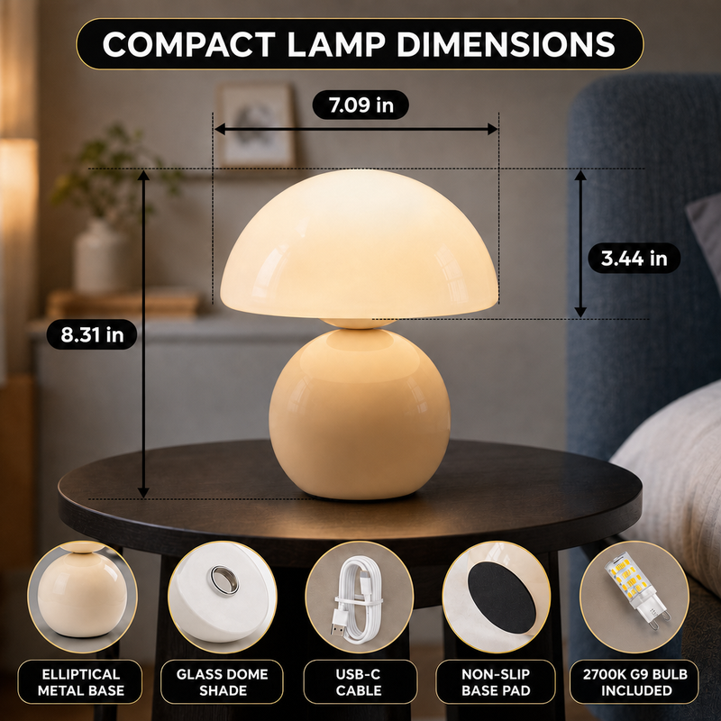 MUSHROOM LAMP – CORDLESS, RECHARGEABLE & TOUCH-DIMMABLE - 2