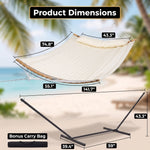 2-Person Outdoor & Indoor Hammock with Adjustable Height, Pillow & Stand – Portable, Sturdy, Colorful - 2