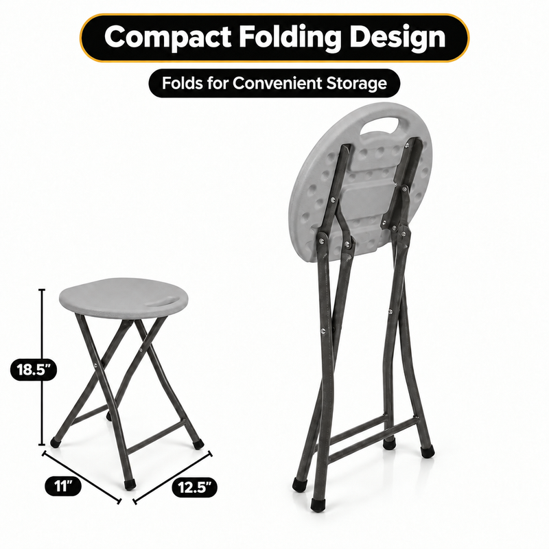 Folding Stool with Metal Frame – Indoor & Outdoor Seating - 2