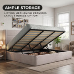 Lift-Up Storage Bed Frame with Upholstered Wingback Headboard - 2