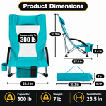 Folding Beach Chairs 2-Pack – Mesh Back with Cup Holders - 2