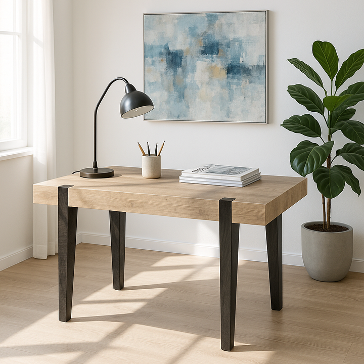 45" Natural and Dark Brown Writing Desk