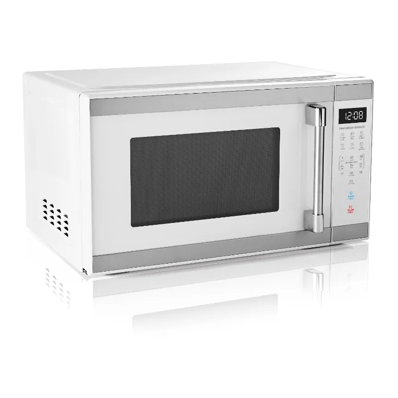Hamilton Beach 1.1 Cu ft Countertop Microwave Oven, White and Stainless Steel