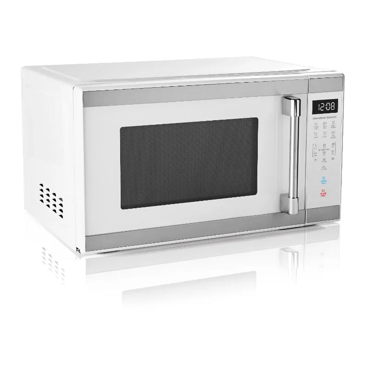 Hamilton Beach 1.1 Cu ft Countertop Microwave Oven, White and Stainless Steel