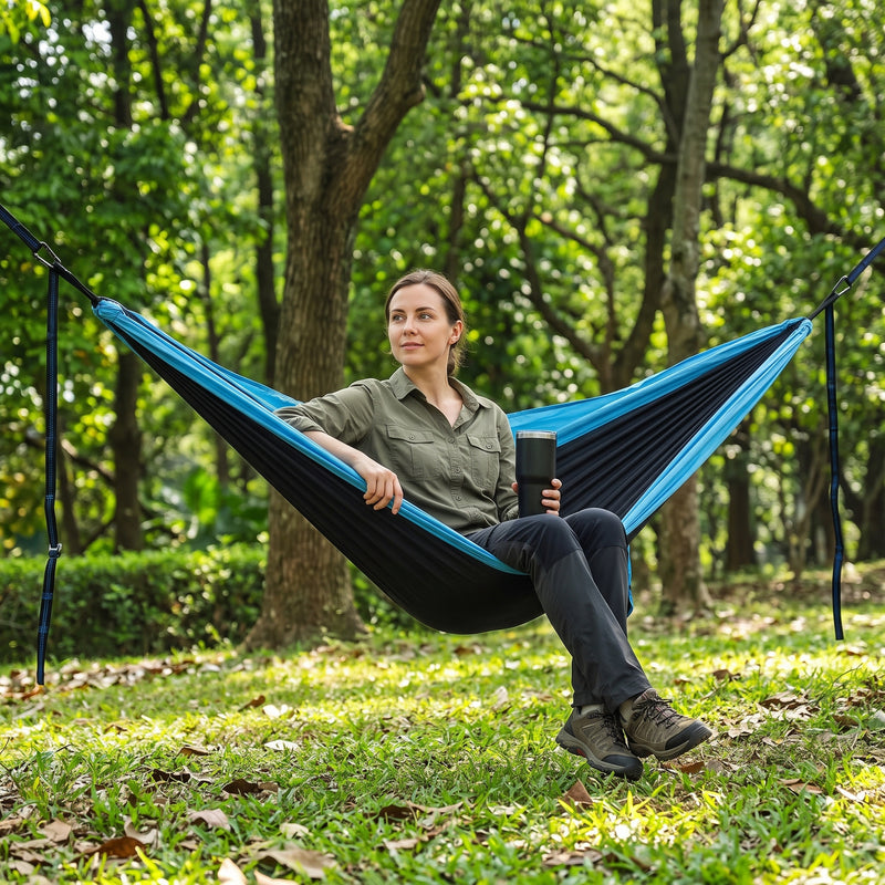 DOUBLE CAMPING HAMMOCK WITH REVERSIBLE BUG NET – 2 PERSON, 660 LB - 2