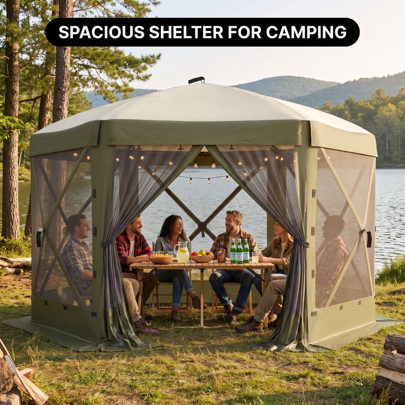 Vevor 12x12 Pop-Up Screen Tent Gazebo – 6-Sided Mesh Shelter with Carry Bag (8–10 People) - 2