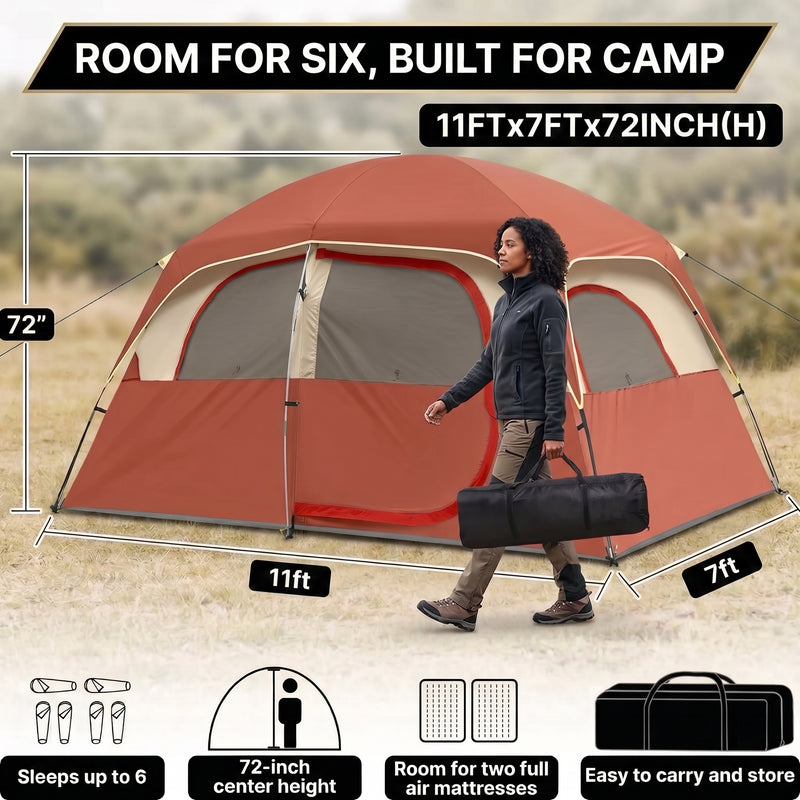 5–8 PERSON FAMILY DOME CAMPING TENT – WATERPROOF OUTDOOR TENT WITH RAINFLY & CARRY BAG - 2