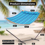 2-Person Outdoor & Indoor Hammock with Adjustable Height, Pillow & Stand – Portable, Sturdy, Colorful - 2