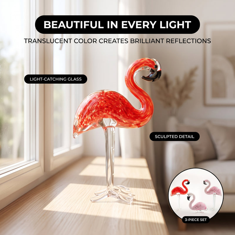 Glass Flamingo Figurine – Hand-Blown Art Glass Decor - 2