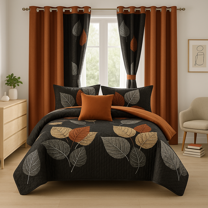 LuxeBreeze 9-Piece All-Season Microfiber Bedding & Curtain Set