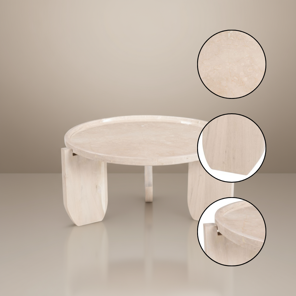 Nador Coffee Table Natural – Round Marble Coffee Table | Luxury Living Room Furniture | Trufairs