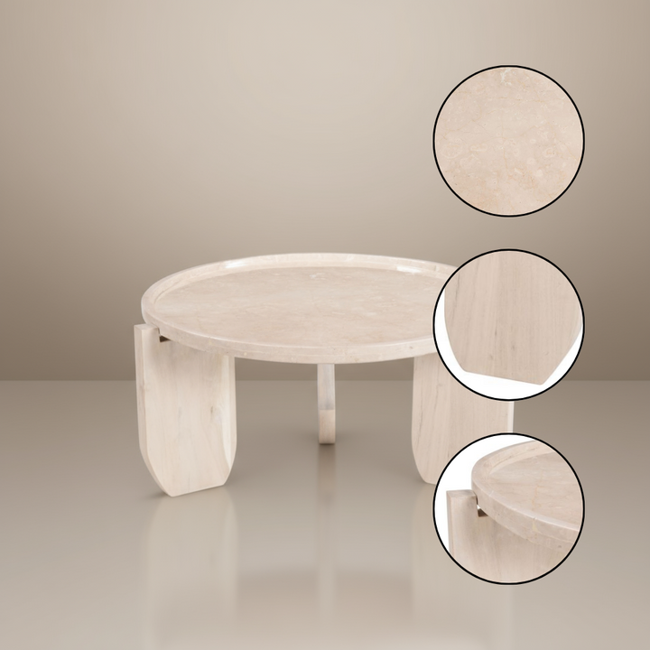 Nador Coffee Table Natural – Round Marble Coffee Table | Luxury Living Room Furniture | Trufairs