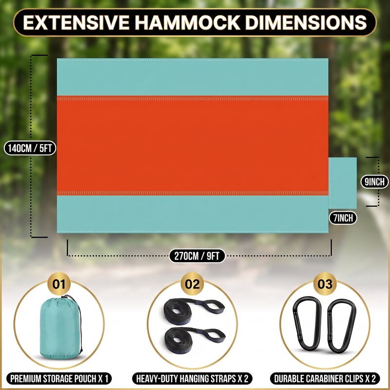 Portable Camping Hammock with Tree Straps – Lightweight Nylon Travel Hammock - 2