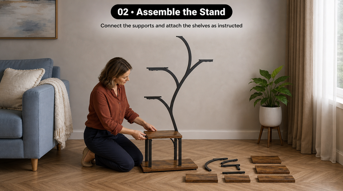 Plant Stand with Grow Lights – Indoor Plant Shelf, 4 to 9 Tiers - assembly and setup image 2