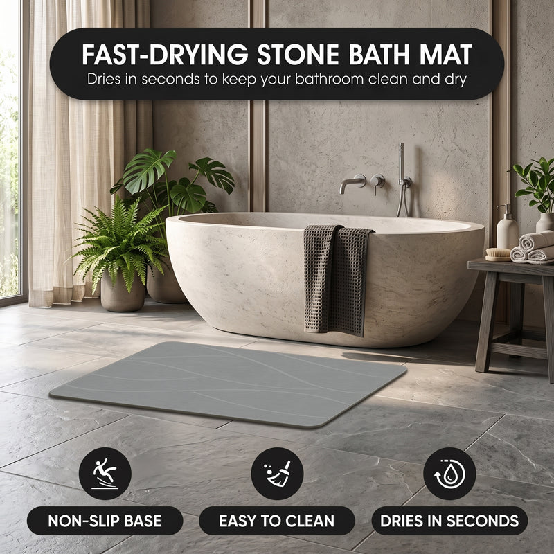 STONE BATH MAT – QUICK-DRY DIATOMACEOUS EARTH SHOWER MAT - 2