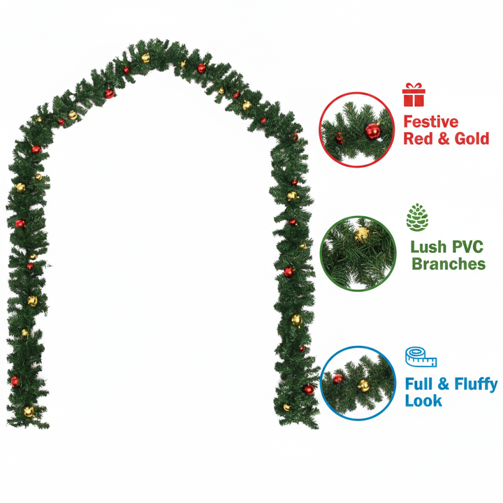 Christmas Garlands 4 pcs with Baubles Green 106.2" PVC
