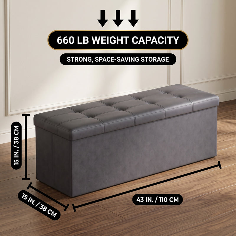 BENCH WITH STORAGE – FOLDING OTTOMAN WITH PADDED SEAT - 2