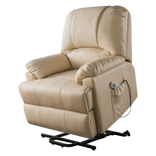 34" Black Faux Leather Power Massage Lift Assist Recliner
