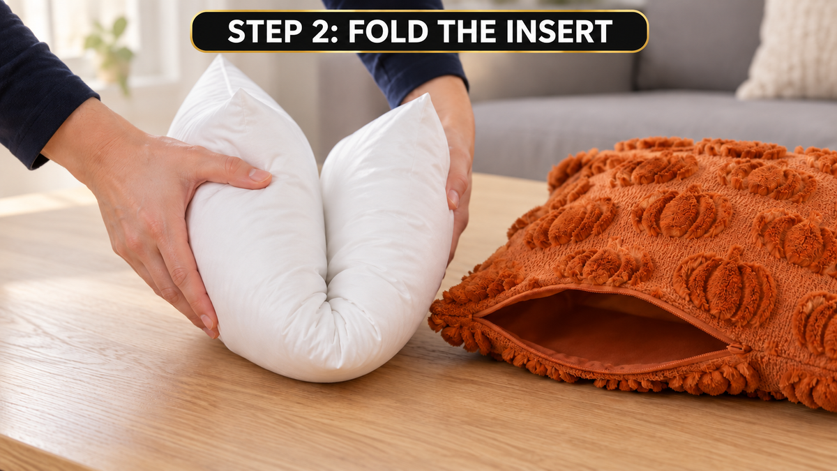 Pumpkin Pillow Covers Set of 2 | 3D Fall Decorative Covers - assembly and setup image 2