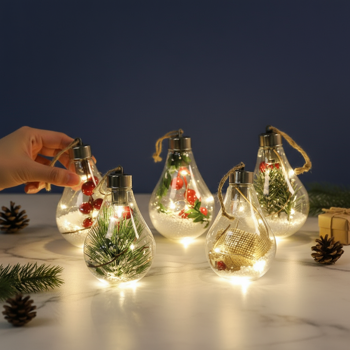 New Christmas decorations simulation bulbs Christmas tree decorations hanging plastic ball LED transparent Christmas ball
