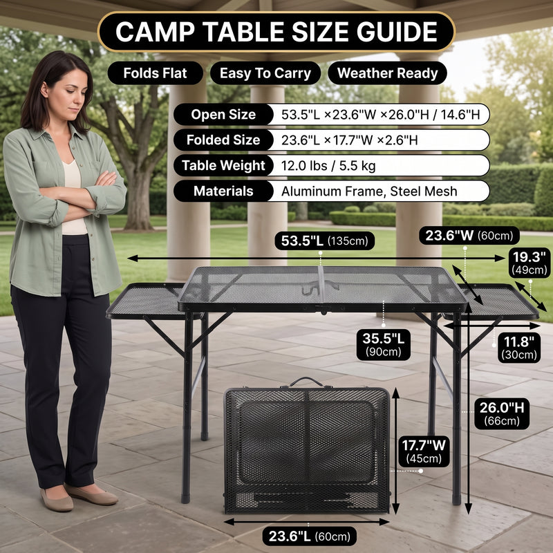 Foldable Camping Table Collapsible Picnic Aluminum Alloy Grill Stand - 2
