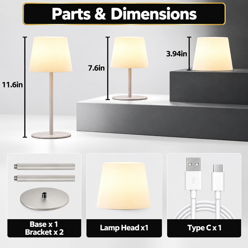 CORDLESS TABLE LAMP – RECHARGEABLE & WATERPROOF FOR SHOWER, BATHROOM AND OUTDOOR USE - 2